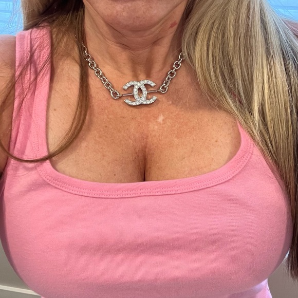 ❌SOLD❌ CHANEL 25C Silver & Crystal adjustable Choker Necklace - NEW with Tags - Picture 3 of 11